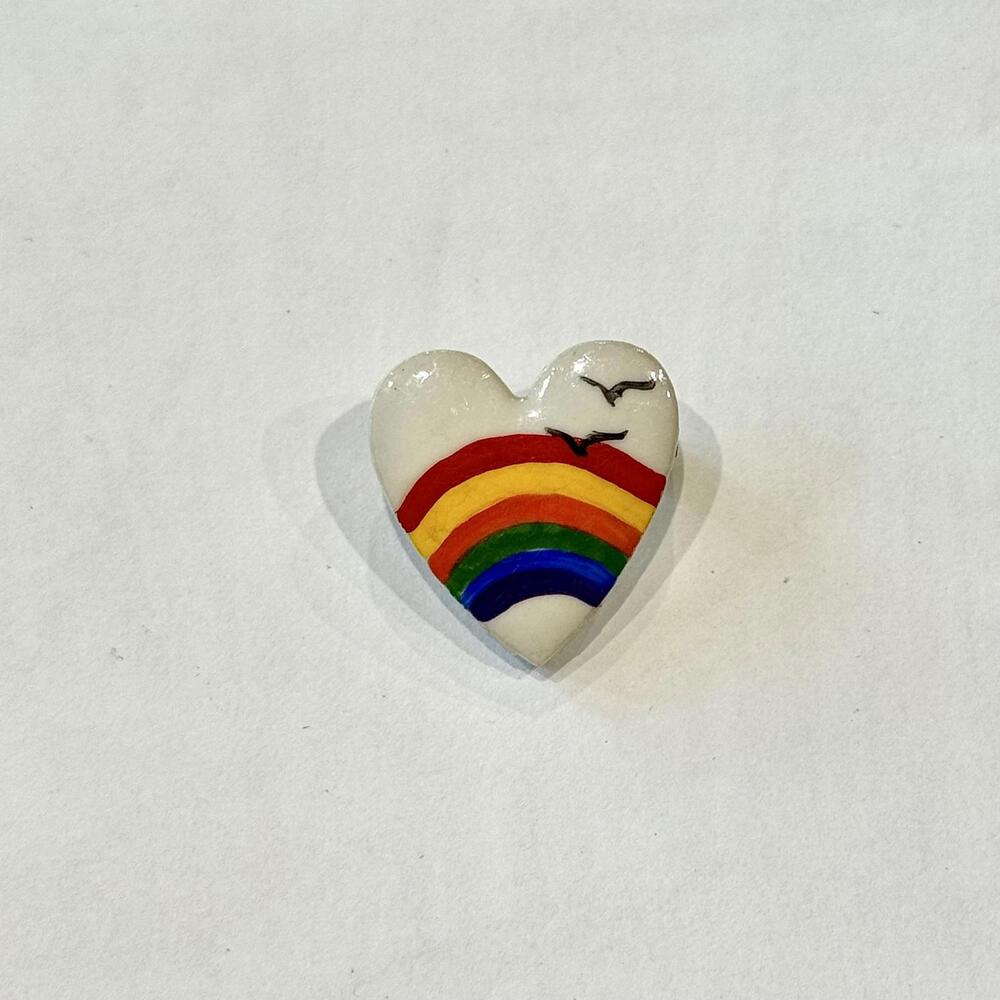 Rainbow Heart Birds Brooch Pin Jewelry Shawl Bag Pride